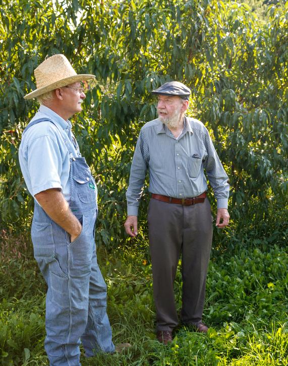 Grandpa loved to share and improve his knowledge. Here he is discussing peach varieties and culture with his good friend Paul Friday, breeder of all the Flamin'Fury peach varieties. Grandpa loved to share and improve his knowledge. Here he is discussing peach varieties and culture with his good friend Paul Friday, breeder of all the Flamin'Fury peach varieties.